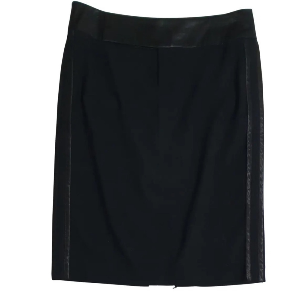 Club Monaco black‎ wool satin trim pencil skirt sz 6